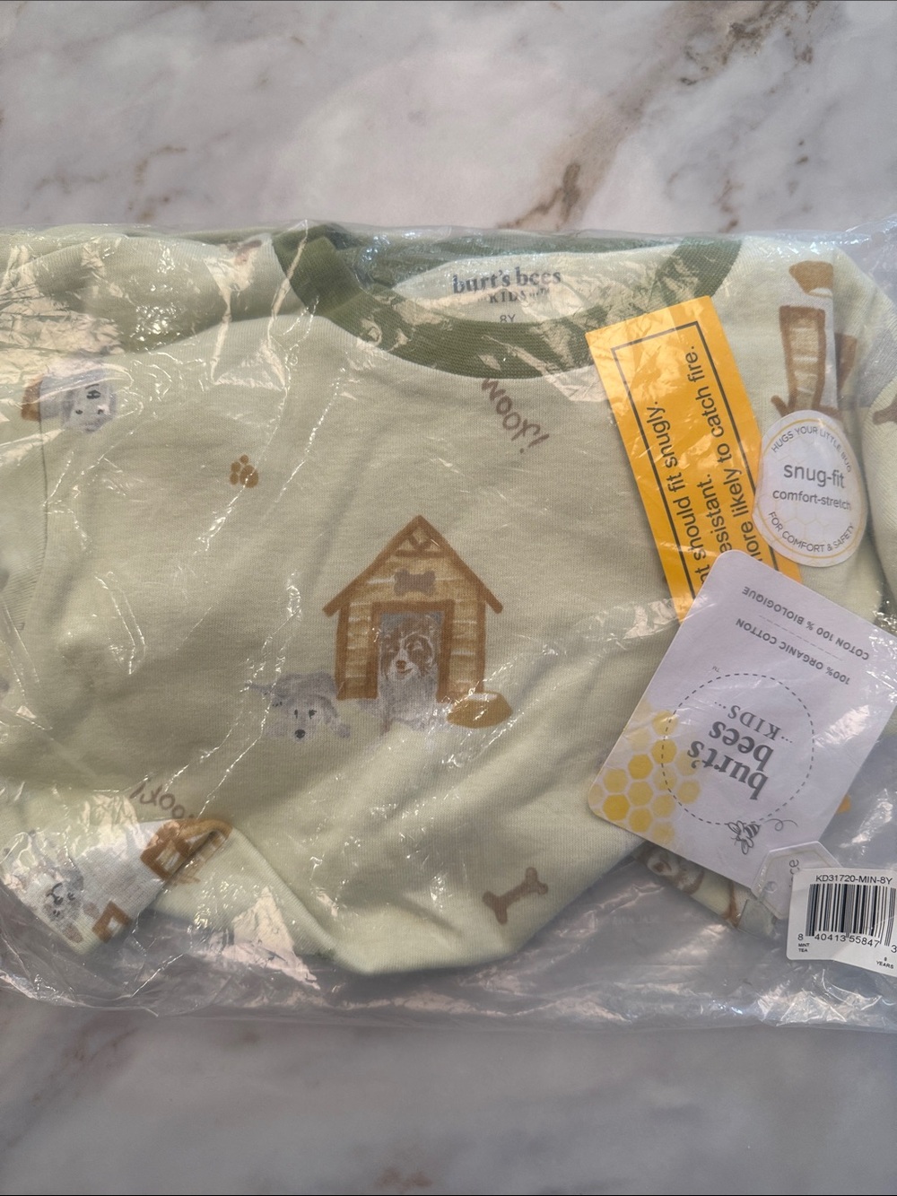 Burt's Bees Light Green Puppy & Doghouse Long Sleeve Tee